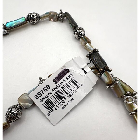 Cookie Lee Abalone Shell Necklace with Silver Tone Bead Accents - Picture 3 of 7